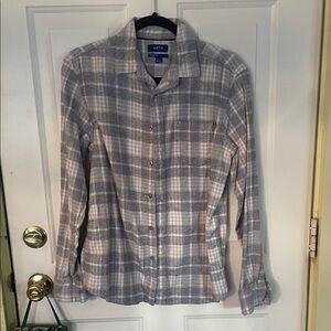 Apt. 9 Men's Casual Gray and White Plaid Shirt
